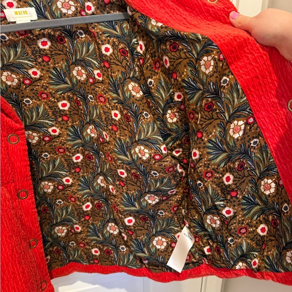 Anthropologie Women’s Coral Maeve Jackson Corduroy Puffer Jacket Coat Size Large - Picture 9 of 10